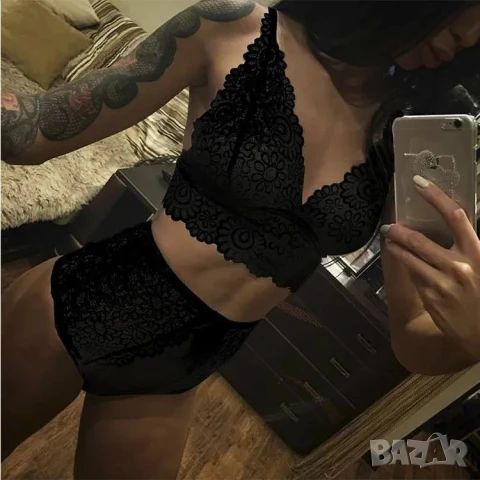 Дантелен сет в бяло и черно, снимка 2 - Бельо - 50761599