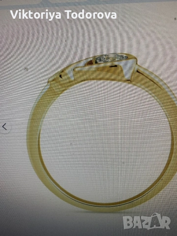 Нов сребърен пръстен,позлатен с ест.диамант-0,20К-ТОП ОФЕРТА, снимка 2 - Пръстени - 54215801