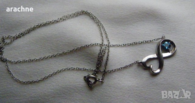 Американско сребърно колие с "Його сапфир", снимка 5 - Колиета, медальони, синджири - 35105468
