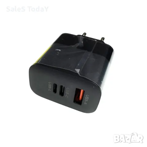 Адаптер за зареждане, USB порт, 66W, 220V + КАБЕЛ, Черен, снимка 2 - USB кабели - 35431226