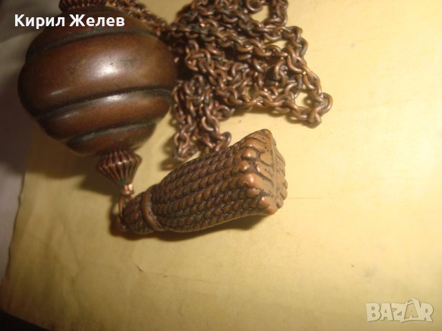 СТАРА ВИНТИДЖ АРТ ДЕКО МЕДНА МНОГО КРАСИВА ЕФЕКТНА ОГЪРЛИЦА КОЛИЕ МЕДАЛЬОН 27896, снимка 8 - Колиета, медальони, синджири - 37128313