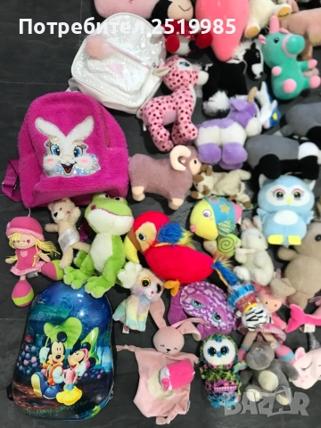 Чувал с 68 плюшени играчки + 4 ранички, снимка 4 - Плюшени играчки - 52624244