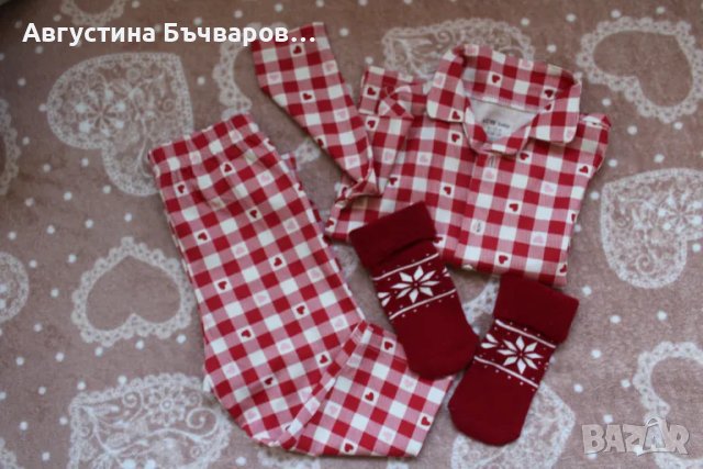 Комплект коледна пижамка с чорапки , снимка 2 - Бебешки пижами - 50114237