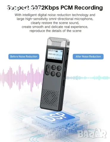 LIMENAMICS Цифров диктофон 32GB 3072Kbps Вградена флаш памет за запис на конференции лекции срещи, снимка 6 - Друга електроника - 48938485