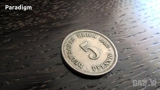 Райх монета - Германия - 5 пфенига | 1902г.; серия G, снимка 1 - Нумизматика и бонистика - 30947078