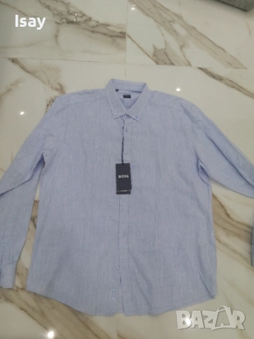 Мъжка риза БОСС 50% памук 50 % лен 2ХЛ последен размер