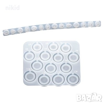 14 размера пръстен халка и камъни силиконов молд форма калъп смола ръчна изработка, снимка 2 - Форми - 37463684