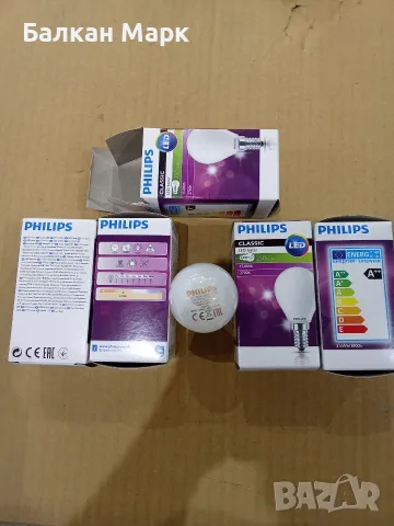 Лот 5 бр. LED крушки Philips Classic LED Luster (E14 / 2.2W / 2700K)