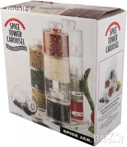 Стилен и практичен органайзер за подправки – Комплект от 12 бурканчета на въртяща се основа, снимка 13 - Други - 49052732