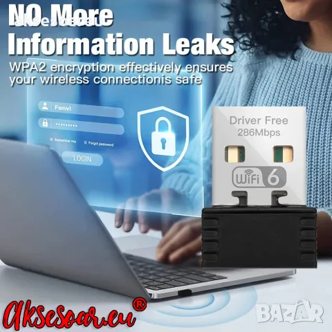 Мини USB Wi-Fi 6 адаптер AX286 WIRELESS Мрежова карта Mini USB Dongle 2.4GHz 802.11AX за интернет, снимка 13 - Мрежови адаптери - 48113480