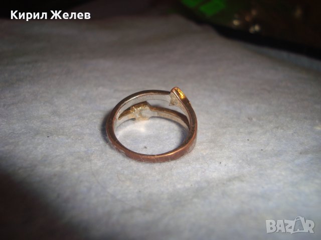 СТАР ПОСРЕБРЕН МЕСИНГОВ СРЕЛОВИДЕН с ЦИРКОНЧЕТА ВИНТИДЖ ФИГУРАЛЕН АРТ ПРЪСТЕН 27639, снимка 5 - Пръстени - 37497679