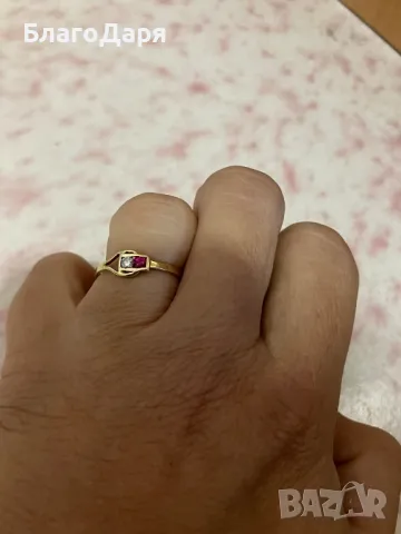 златен пръстен с рубин, снимка 2 - Пръстени - 47873416