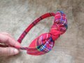 Диадема червено каре с панделка Ръчна Изработка Аксесоари за коса Диадема Шотландско каре, снимка 3