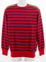 Раиран мъжки памучен пуловер в червено и тъмносиньо марка Denim Culture - M, снимка 1 - Пуловери - 30990123