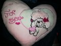 Възглавнички сърце, розов цвят с апликация агънце, снимка 1 - Играчки за стая - 30767815