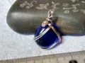КРАСИВ СРЕБРИСТ ВИНТИДЖ СТИЛ МЕДАЛЬОН АРТ ПЕНДАНТ СИН КРИСТАЛ ХЕНД МЕЙД БИЖУ 47256, снимка 5