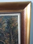 80х68см/голяма картина масло върху платно/горски пейзаж/къщи-река-дървета/дървена рамка, снимка 8