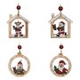 8 броя Дървени коледни висулки за елха, 6см Къщички, снимка 2