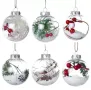 Комплект от 6 прозрачни топки за елха пълни с коледна декорация, снимка 5
