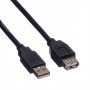 Кабел USB-A към USB-A 2.0 Roline 11.02.8947 Черен, USB Type A to USB A M/F, снимка 3