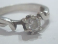 Сребърен пръстен с бял камък., снимка 4
