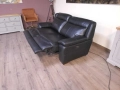 Черен кожен диван тройка с електрически релаксиращ механизъм, снимка 9