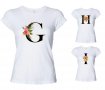 Персонализирани тениски с цветя и вашата буква, снимка 3