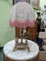 Прекрасна антикварна френска настолна лампа с часовник- Бронз оникс и порцелан , снимка 2