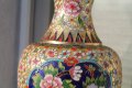 Китайска ваза месинг с емайл , снимка 7