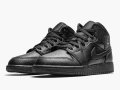 NIKE 554725 Air Jordan 1 Mid GS Оригинални Кожени Маратонки Кожа 35.5-36 22.5cm, снимка 1 - Детски маратонки - 44265309