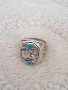 Мъжки пръстен от неръждаема стомана с Гарван и синтетичен тюркоаз, снимка 5