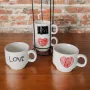 5622 Комплект керамични чаши на метална стойка Love, снимка 4