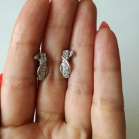 Сребърни обеци с цирконий - сребро проба 925, снимка 5 - Обеци - 37957053