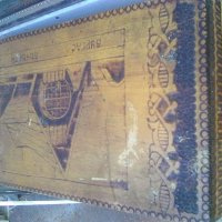 Стара голяма пирографирана кутия Бъчвата от Бургас сувенир, снимка 4 - Други ценни предмети - 37386468
