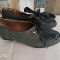 тъмнозелени велурени обувки, снимка 2 - Дамски елегантни обувки - 44589128