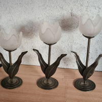 Свещници от месинг в формата на лале , снимка 1 - Декорация за дома - 44631274