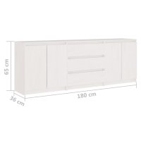 Странично шкафче, бяло, 180x36x65 см, бор масив, снимка 4 - Шкафове - 42361694