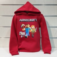 Нов детски суичър с дигитален печат MINECRAFT (Майнкрафт) в червен цвят, снимка 6 - Детски анцузи и суичери - 39094856