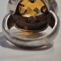 Сребърен пръстен 925 проба с цитрин , снимка 4 - Пръстени - 44199860