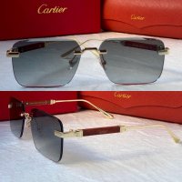 Cartier мъжки слънчеви очила с дървени дръжки, снимка 1 - Слънчеви и диоптрични очила - 42813122