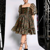 Лятна рокля от органза с флорални мотиви , снимка 2 - Рокли - 44518917