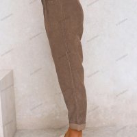 Дамски широки панталони от кадифе с висока талия и широки прави крачоли, 7цвята - 023 , снимка 3 - Панталони - 42815362