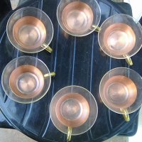 Шест стъклени чаши с медни подстаканчици Йена глас на ГДР, снимка 2 - Други ценни предмети - 38105928