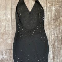 Черна бандажна къса рокля с камъни сваровски-Swarovski Crystal, снимка 8 - Рокли - 26748945