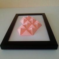 Розово сърце, оригами, в рамка, декорация за стена, подарък , снимка 2 - Декорация за дома - 35462176