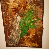 Жива картина стабилизирани дъбови листа, снимка 1 - Картини - 39364860