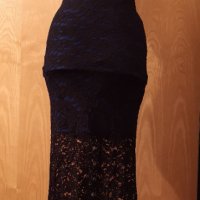 Нови дълги рокли S размер синя и бяла с черна дантела, снимка 3 - Рокли - 37534751