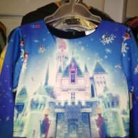 Прекрасна синя рокля със замък от леденото кралство, дядо Коледа, снежен човек, Снежанка, снимка 4 - Детски рокли и поли - 38946543
