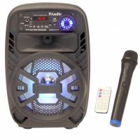 Караоке Тонколона 8 инча PAudio-80, Безжичен Микрофон, акумулаторна батерия, Bluetooth, FM радио, снимка 3 - Аудиосистеми - 30480985