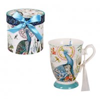 Луксозна чаша за чай в кутия "Лавандула" с капак и цедка /керамика/, снимка 1 - Чаши - 37767549